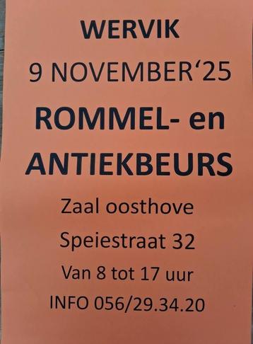 Rommelmarkt 9 november Wervik  beschikbaar voor biedingen
