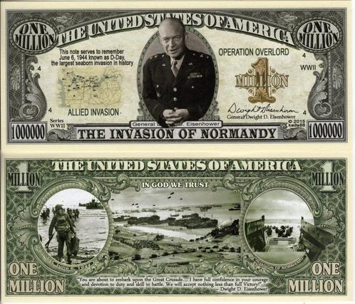 USA 1 Million Dollar 'World War II - Eisenhouwer D-Day - UNC, Timbres & Monnaies, Billets de banque | Amérique, Billets en vrac