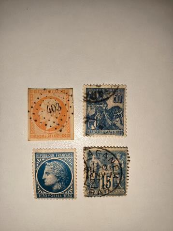 Set postzegels Frankrijk, 4 stuks, 1 ongebruikt.