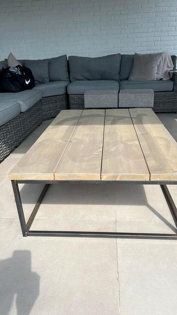 Salontafel staal met steigerhout, Huis en Inrichting, Tafels | Salontafels, Ophalen