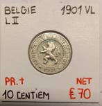 10 CENTIEM 1901 VL      LEOPOLD II       BELGIE       € 70, Ophalen of Verzenden, Metaal, Losse munt