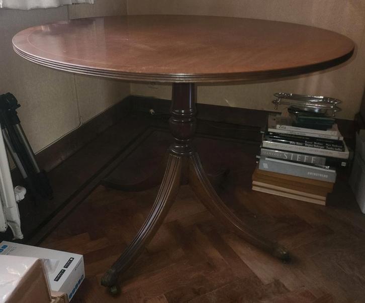 Mahonie ronde tafel jaar 50-60, Antiek en Kunst, Antiek | Meubels | Tafels, Ophalen