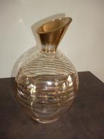Oude glazen karaf antieke gietfles in glas vergulde boorden, Antiek en Kunst, Ophalen of Verzenden