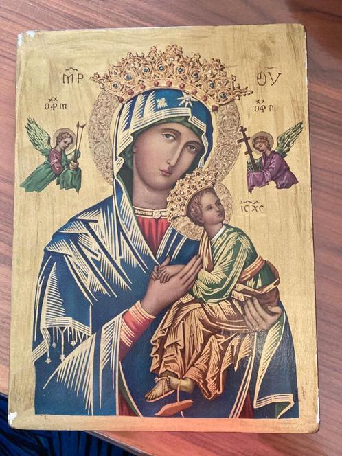 mooi icoon op houten bord maria met kind, Antiek en Kunst, Antiek | Religieuze voorwerpen, Ophalen