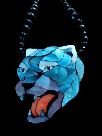 Collier vintage tigre en nacre et anciennes perles art déco, Enlèvement, Neuf, Autres matériaux