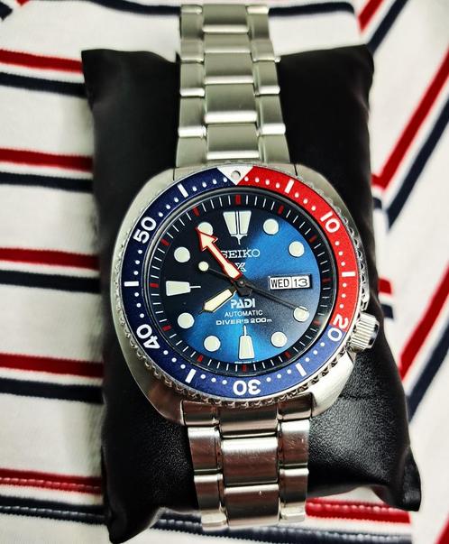 Seiko turtle pepsi SRPE99K1, Bijoux, Sacs & Beauté, Montres | Hommes, Comme neuf, Montre-bracelet, Seiko, Acier, Acier, Enlèvement ou Envoi