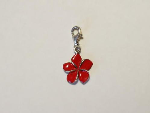 Sterling zilveren bedel rode bloem, Handtassen en Accessoires, Bedels, Zo goed als nieuw, Overige merken, Zilver, 4 bedels of meer