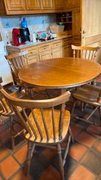 Verlengbare houten keukentafel in eik 110/150 met 5 stoelen, Huis en Inrichting, Ophalen, Gebruikt, Eikenhout, Vijf personen of meer