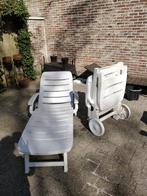2 ligbedden, Jardin & Terrasse, Chaises longues, Enlèvement, Utilisé, Synthétique, Réglable
