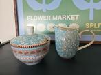 Pip studio melkkannetje en suikerpot blauw ribbon rose, Ophalen of Verzenden, Zo goed als nieuw
