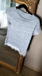 Zara, t-shirt en lin, t-shirt Zara, t-shirt gris, Comme neuf, Zara, Manches courtes, Taille 36 (S)