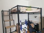 140200 hoog bed met echte trap, Ophalen, Zwart, 140 cm, Zo goed als nieuw