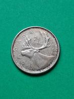 1965 Canada 25 cents in zilver Elizabeth II met kariboe, Verzenden, Noord-Amerika, Losse munt, Zilver