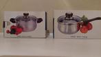 Inox kookpotten met glazen deksel (2 stuks), Huis en Inrichting, Keuken | Potten en Pannen, Ophalen, Nieuw, Inox, Kookpan of Snelkookpan