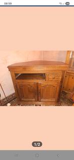 Meuble TV en coin, Chêne