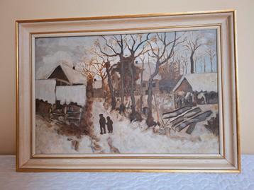 Mooi schilderij: sneeuwlandschap  beschikbaar voor biedingen
