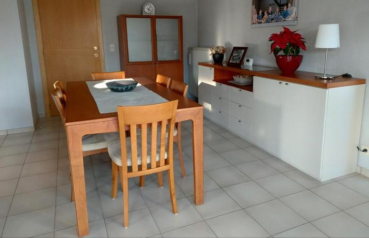 Volledige eetkamer in kerselaar, Huis en Inrichting, Complete eetkamers, Zo goed als nieuw, 6 tot 8 stoelen, Ophalen