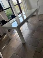 Witte tafel met glazen blad met inkort stuk, Huis en Inrichting, Ophalen, Gebruikt, 100 tot 150 cm, Glas