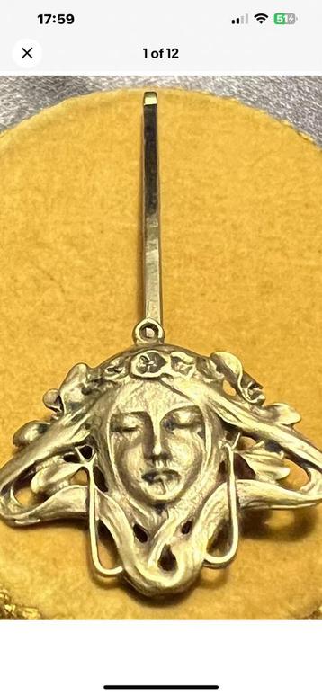 Vintage Art Nouveau Stijl Hanger omgezet naar haarpin beschikbaar voor biedingen