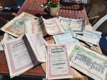Grote collectie vintage waardepapieren beschikbaar voor biedingen