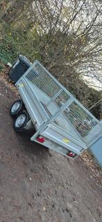Remorque double essieux 750kg aluminium avec grillage, Enlèvement, Comme neuf