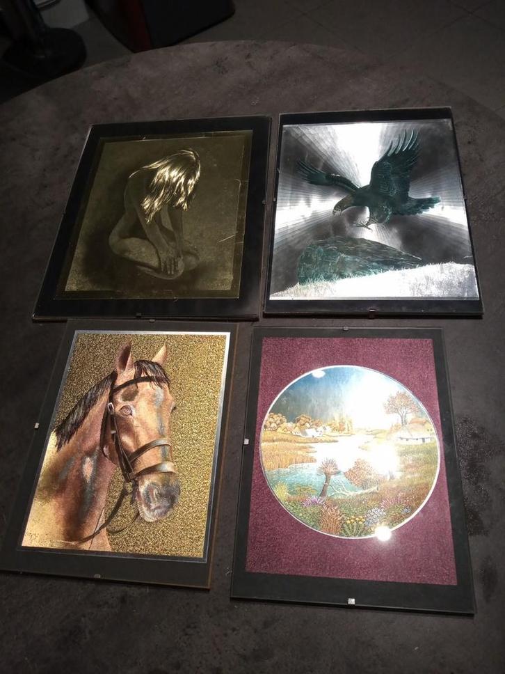 Plusieurs cadres sous verre impression métallique, Maison & Meubles, Accessoires pour la Maison | Cadres, Enlèvement ou Envoi