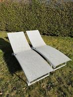 2 ligbedden met kussens, Tuin en Terras, Ligbedden, Ophalen, Gebruikt, Aluminium, Inklapbaar