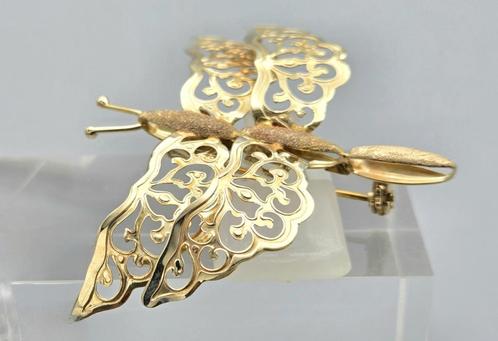 Gouden vintage broche gemaakt als een Libelle. 2025/537., Handtassen en Accessoires, Antieke sieraden, Broche, Goud, Ophalen of Verzenden