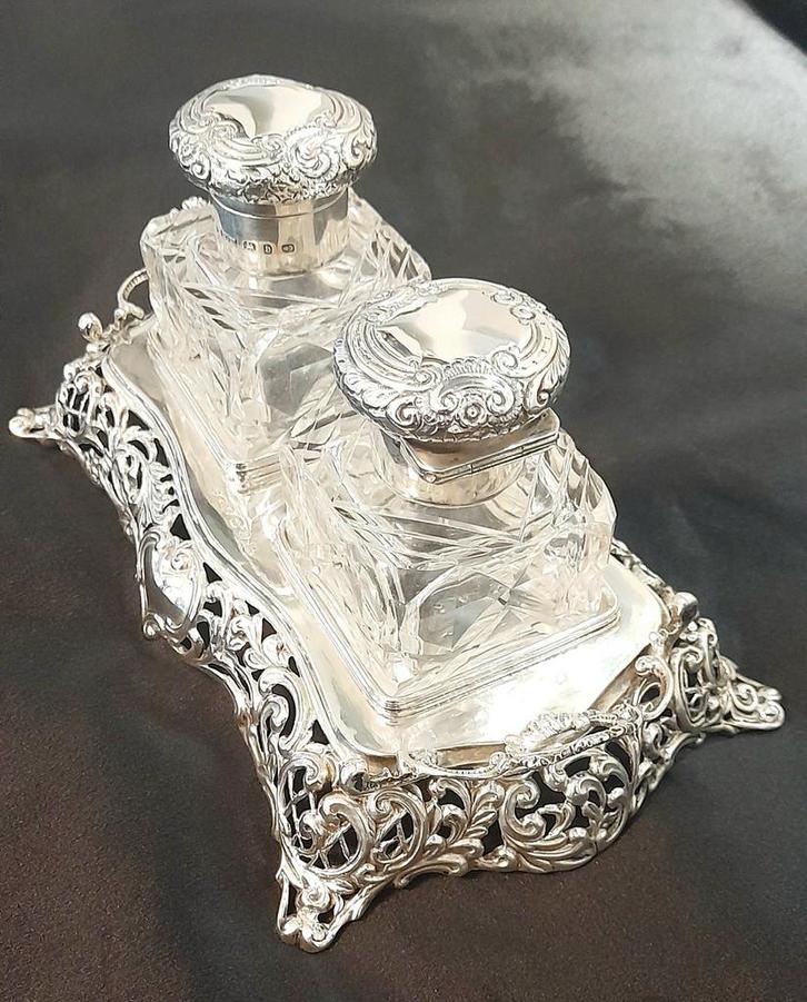 Birmingham Inkwell 1910 Orf. Henry Matthews, Antiek en Kunst, Antiek | Zilver en Goud, Zilver, Ophalen