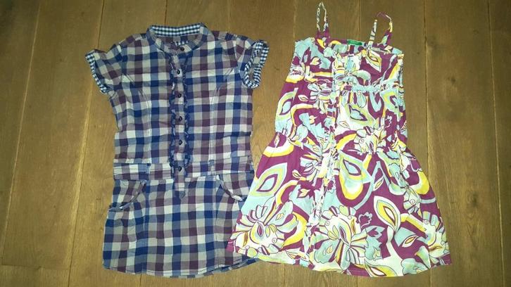 Zomerkleedjes in katoen maat 134 JBC en Benetton, Kinderen en Baby's, Kinderkleding | Maat 134, Zo goed als nieuw, Meisje, Jurk of Rok