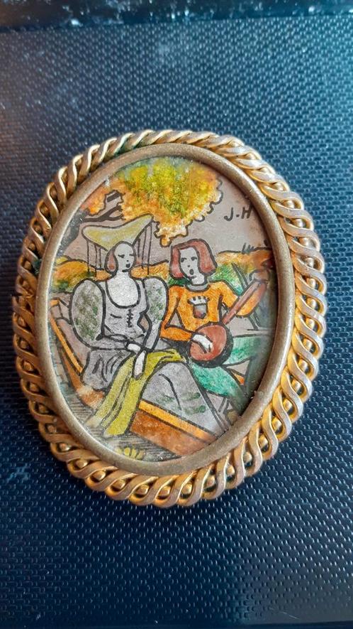 D ancienne broche (x2027), Handtassen en Accessoires, Antieke sieraden, Broche, Koper, Ophalen of Verzenden