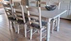 Rustieke eetkamertafel en 6 stoelen, Huis en Inrichting, Complete eetkamers, Ophalen, Gebruikt, Landelijk, rustiek, 4 tot 6 stoelen