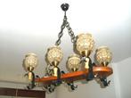 lustre bois fer forgé home made, Ophalen, Gebruikt, Glas, 50 tot 75 cm