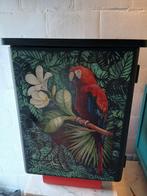 Art Deco nachtkastje gerestyled zwart met papegaai, Antiek en Kunst, Curiosa en Brocante, Ophalen