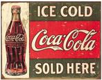 Retro look metalen wandplaat Ice Cold Coca Cola Sold Here, Nieuw, Reclamebord, Ophalen of Verzenden