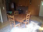 Vintage tafel (ruitmotief en mooi gevormde poten ) + stoelen, Ophalen, Gebruikt, 100 tot 150 cm, 50 tot 100 cm