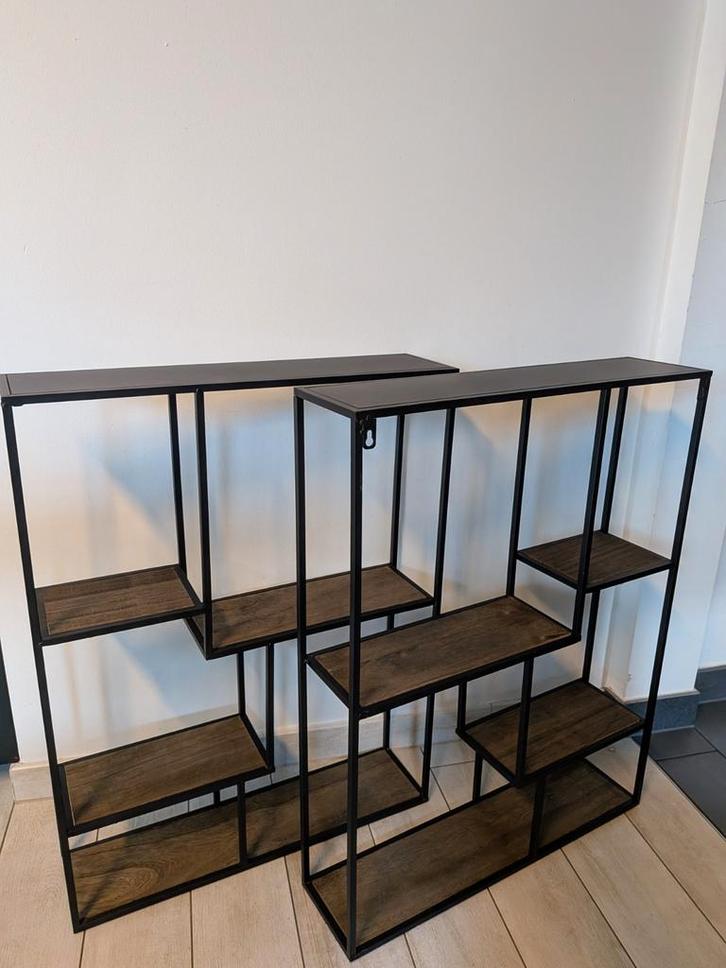 2 wandrekjes metaal/hout, Huis en Inrichting, Kasten | Wandmeubels, Zo goed als nieuw, Metaal, Ophalen