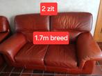 Echt Lederen salon-  zetels 2zit + 3zit, Huis en Inrichting, Ophalen, Gebruikt, 150 tot 200 cm, Leer