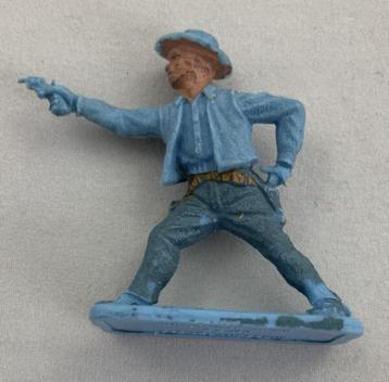 Figurine en plastique bleue Crescent Ref C6 Cowboy Shooting 