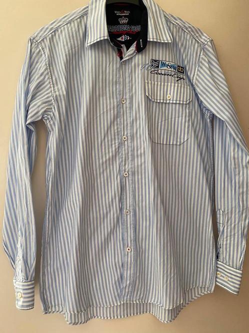 Winch & Wheel gestreept shirt maat M, Kleding | Heren, Overhemden, Zo goed als nieuw, Halswijdte 39/40 (M), Wit