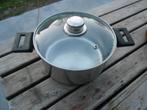 kookpot inox 18/10 met glazen deksel Ø boden17cm Sitram-inox, Ophalen of Verzenden, Gebruikt, Inox