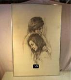 Magnifique dessin 'Couple amoureux' - Leo Janssen - 91x61, Enlèvement ou Envoi