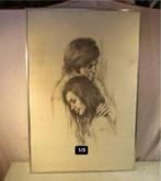 Mooie Tekening 'Verliefd Koppel' - Leo Janssen - 91x61, Ophalen of Verzenden