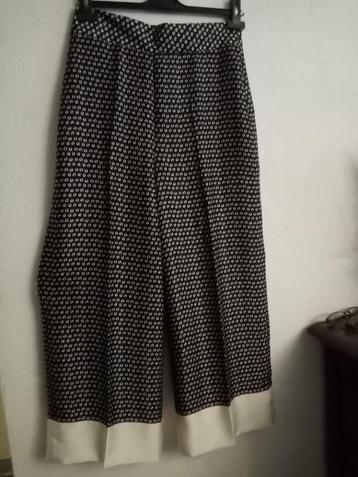 nieuw zwart crème lange broek wijde pijpen 100% zijde , S beschikbaar voor biedingen