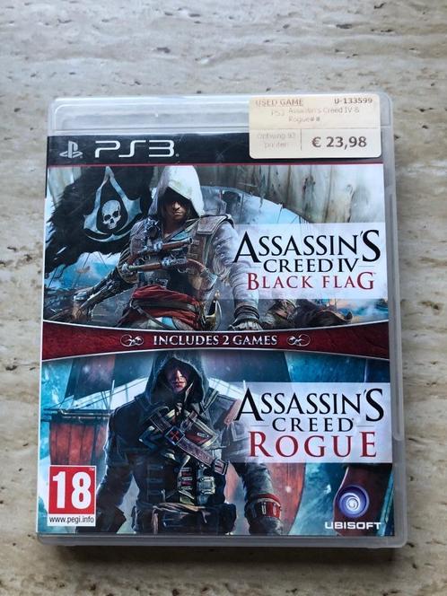 PS3 Assassin’s Creed IV Black Flag en Rogue, Games en Spelcomputers, Games | Sony PlayStation 3, Zo goed als nieuw, Avontuur en Actie