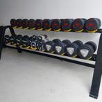 Nieuwe Urethane Dumbells Set 5 kilo tot 36 kilo + Dumbellrek, Ophalen, Zo goed als nieuw