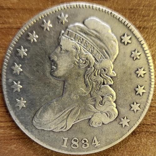 Verenigde Staten 1/2 dollar 1834 Ag.892.4 SD,SS,SL KM#37 MS., Postzegels en Munten, Munten | Amerika, Losse munt, Noord-Amerika