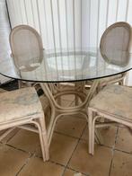 Table et 4 chaises, Huis en Inrichting, Tafels | Eettafels, Glas, Rond, Gebruikt, Vier personen