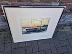 aquarelle bateau signe, Ophalen of Verzenden