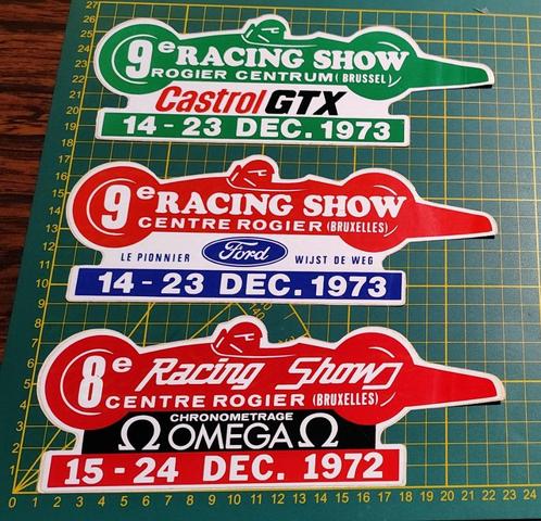 Lot 3x stickers Racing Show Brussel 1972-73, Verzamelen, Stickers, Ophalen of Verzenden